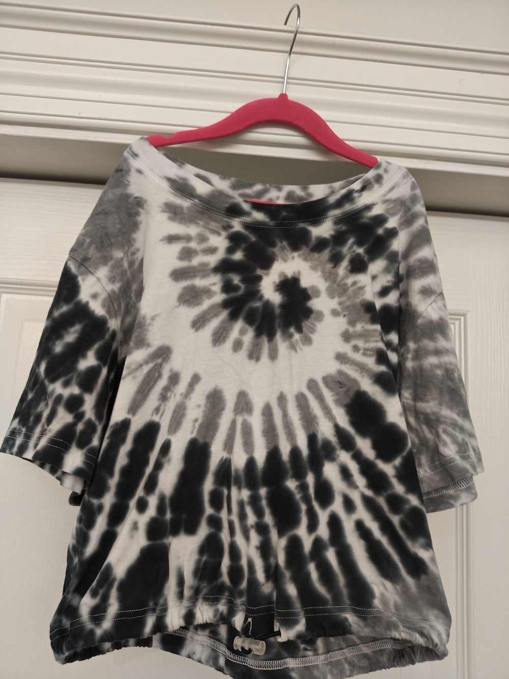 PINK Victoria's Secret Black & White Tie-Dye Short Sleeve Top